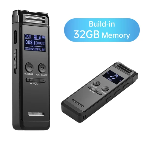 Bisofice N37 Digital Voice Recorder | 32GB Storage | 1536Kbps | Password Protection | LCD Screen | Voice Activation - Image 2