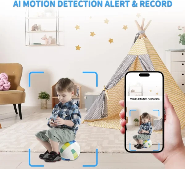 VYOPBC 2K Mini WiFi Security Camera – Dual Lens, Motion Detection, Bluetooth, 256GB Support - Image 3