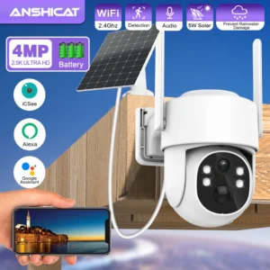TQ6 Solar Outdoor WiFi Security Camera – 4MP, Night Vision, 360° PTZ, Motion Alerts