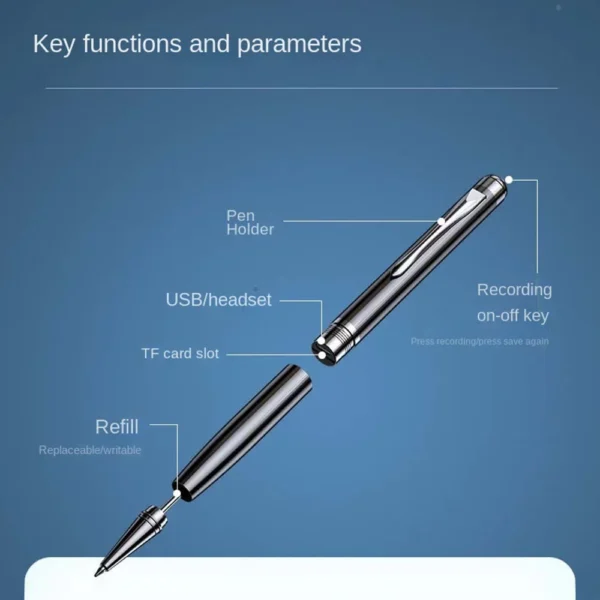 Professional Digital Voice Recorder Pen | WAV Audio | 10H Recording | MP3 Player | Dual Mic | 128GB TF Support - Image 5