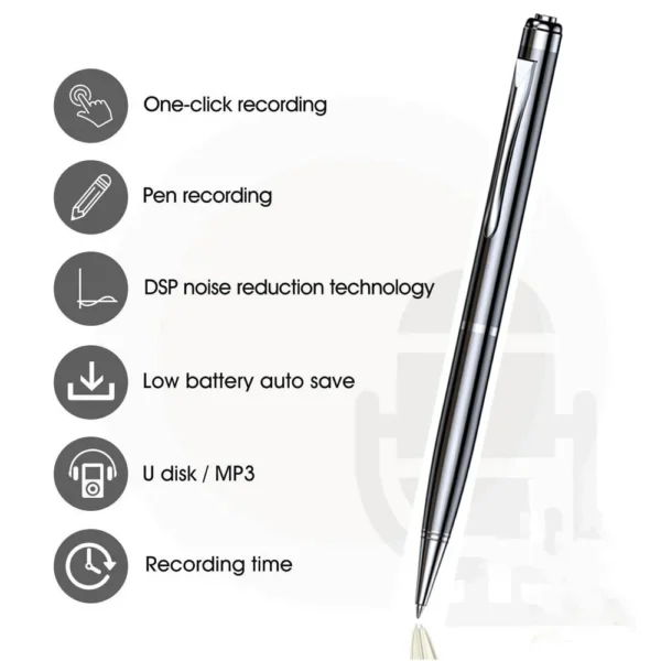 Professional Digital Voice Recorder Pen | WAV Audio | 10H Recording | MP3 Player | Dual Mic | 128GB TF Support - Image 6