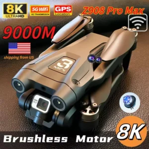 QJ Z908Pro Max 8K UHD GPS Drone with Dual Camera, Brushless Motor, 9000m Range & Obstacle Avoidance