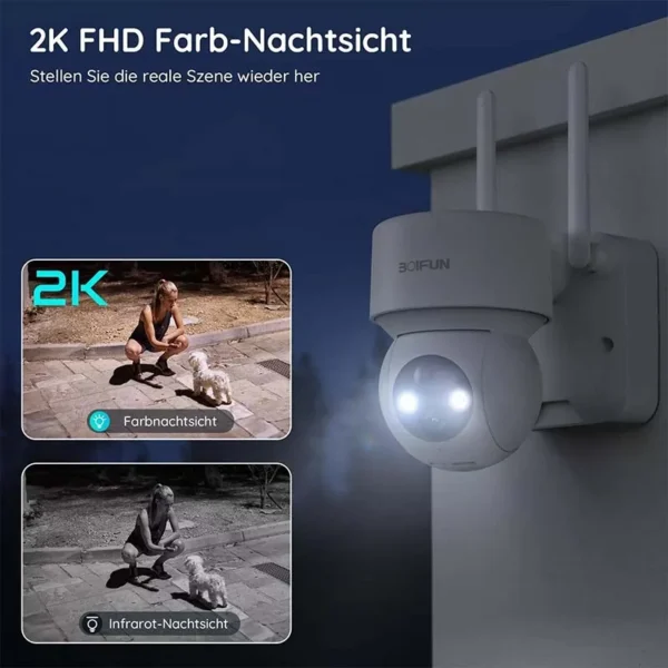 2K Solar WiFi Outdoor Security Camera – Motion Detection, 360° PTZ, Night Vision, Battery Powered - Image 5