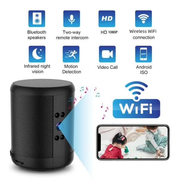 TNOX Z25 4K HD Mini Security Camera with Bluetooth Speaker | WiFi | Night Vision | 2-Way Intercom | - Image 2