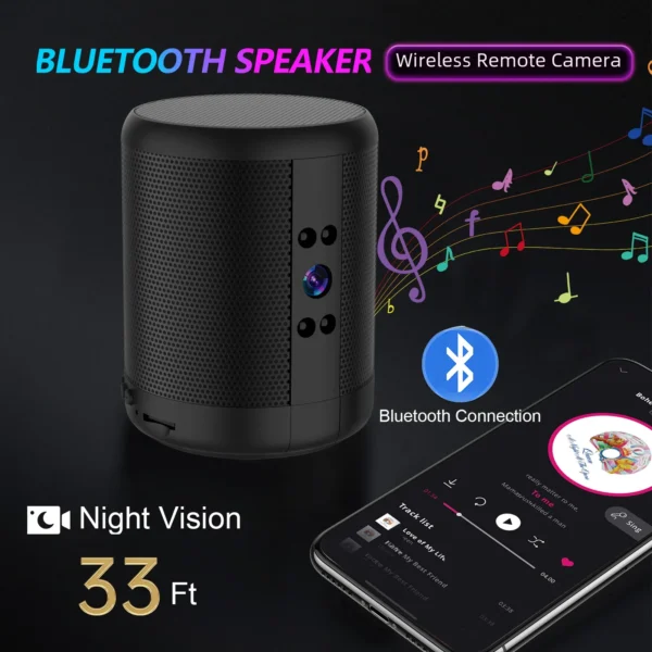 TNOX Z25 4K HD Mini Security Camera with Bluetooth Speaker | WiFi | Night Vision | 2-Way Intercom | - Image 3
