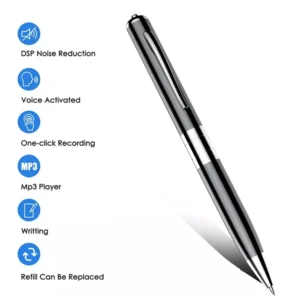 BLETERLAXY Q91 Voice Activated Recorder Pen | 15H Recording | Zinc Alloy | MP3 Player | USB & TF Card Support