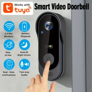 XBIBI Tuya Smart WiFi Video Doorbell – 1080P HD Outdoor Security Camera, 2-Way Audio, Night Vision, SD & Cloud Storage, Waterproof, Motion Detection