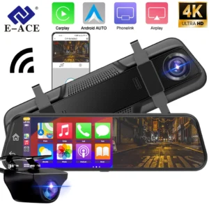 4K Mirror Dash Cam – Dual Lens 3840x2160P, GPS, Night Vision, 9.88" IPS Touchscreen