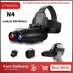 GTMEDIA N4 1080P Night Vision Monocular – 300M Infrared Scope, 5X Zoom, 32G Card, Outdoor Hunting Binoculars