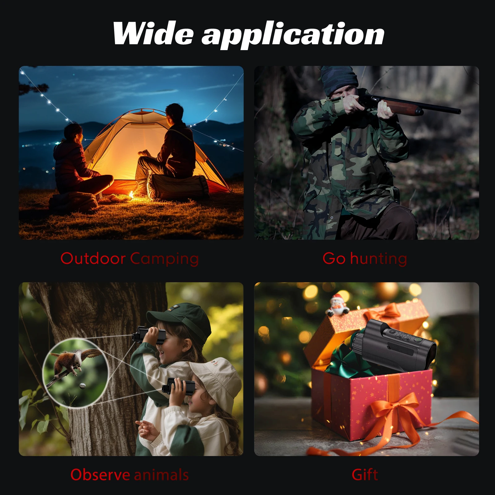 kf-Sc35de954076642cc80e8f71cb7870a9b6 329 Night Vision Monocular – 2.0" Screen, 10X Zoom, 1080P Infrared Camera with Photo/Video Recording, 800M Range, CE/FCC Certified - Image 4