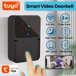 Tuya Smart Wireless Video Doorbell – 2.4GHz WiFi, Battery Powered, 2-Way Audio, Night Vision, Motion Alarm, Home Security Camera